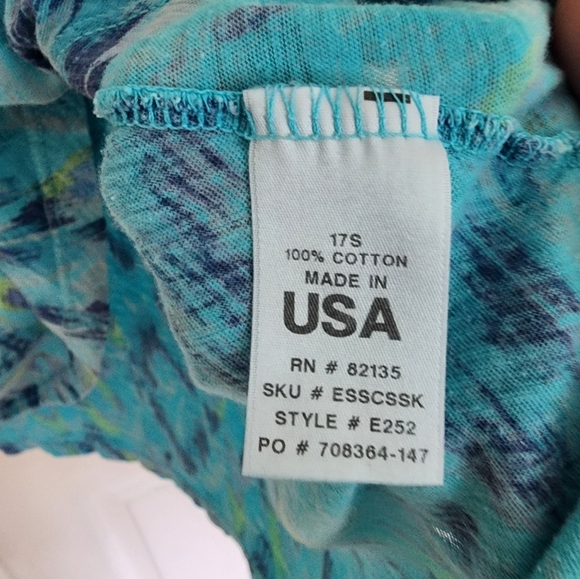 Fresh Produce Short Sleeve Hankerchief Tee Size 1x Blue Tropical Beach Aztec - Picture 3 of 10